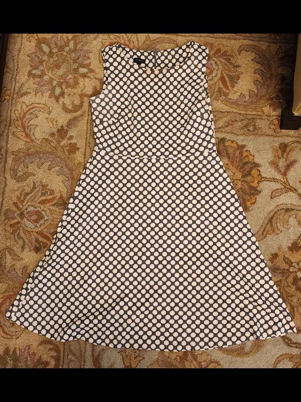 Sleeveless Polka Dot Fit & Flare Dress - Gray & White